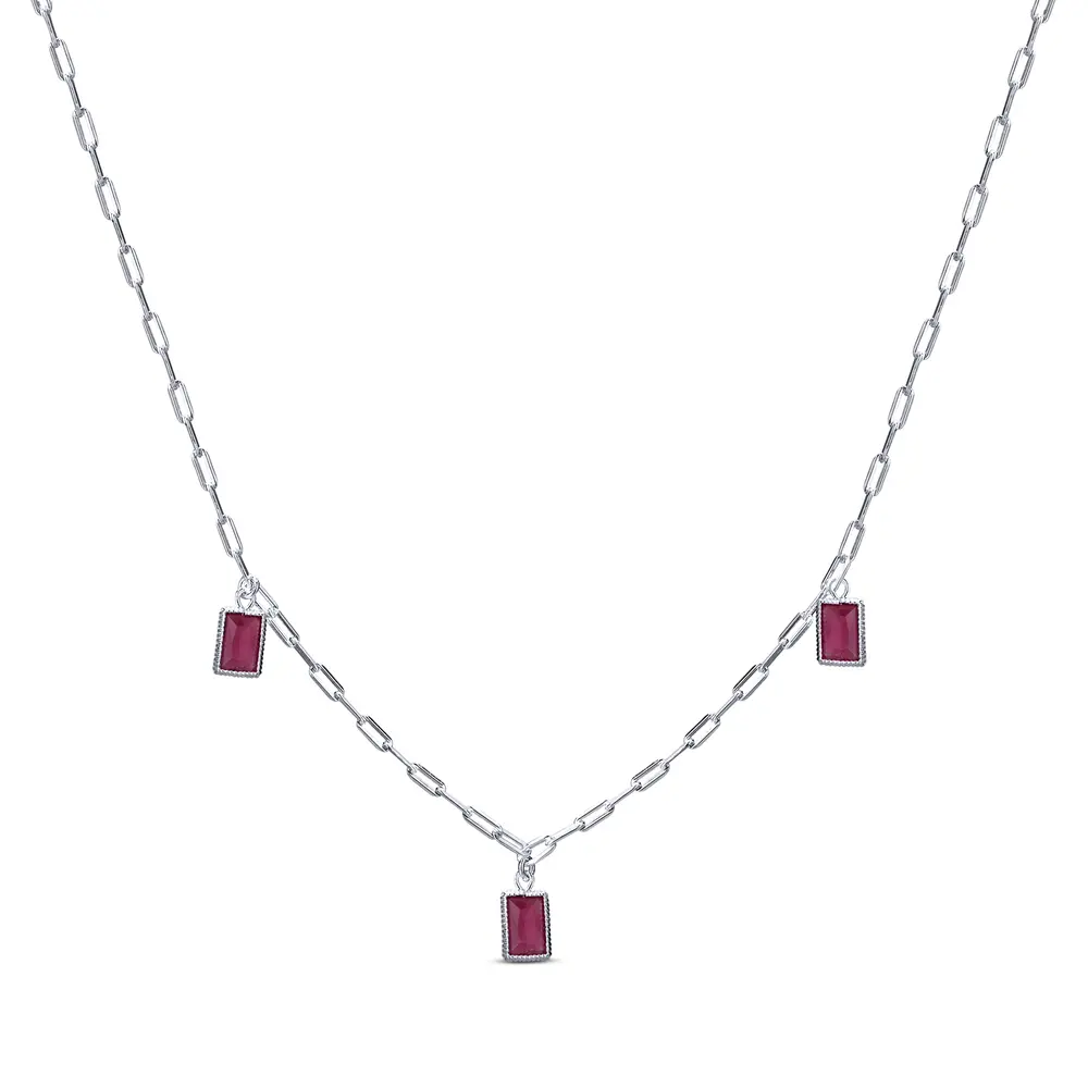Choker Prata Leve Zircônias Vermelhas