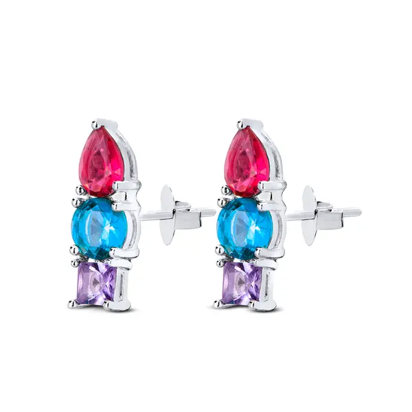 Brinco Ear Cuff Prata Leve Colors Shapes
