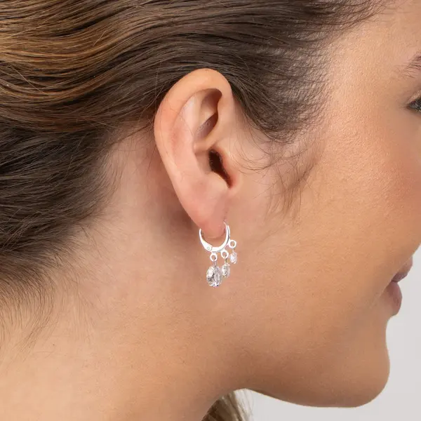 Brinco Prata Leve Two Colors Click