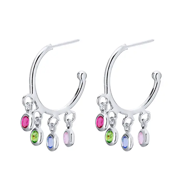Brinco Prata Leve Color Circle