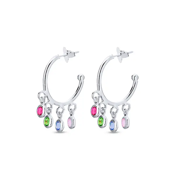 Brinco Prata Leve Color Circle