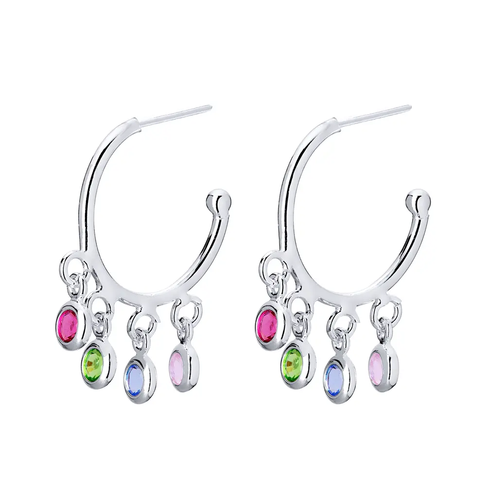 Brinco Prata Leve Color Circle