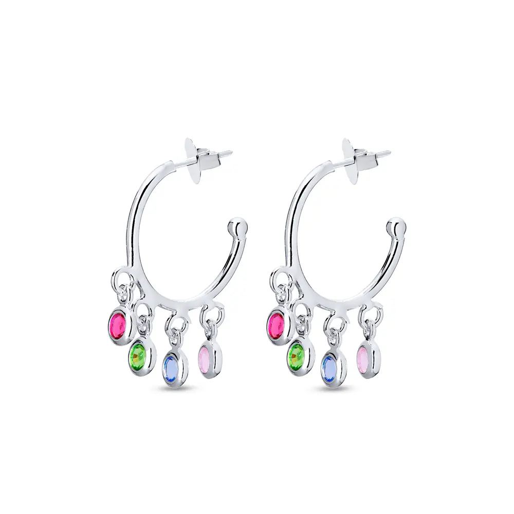 Brinco Prata Leve Color Circle