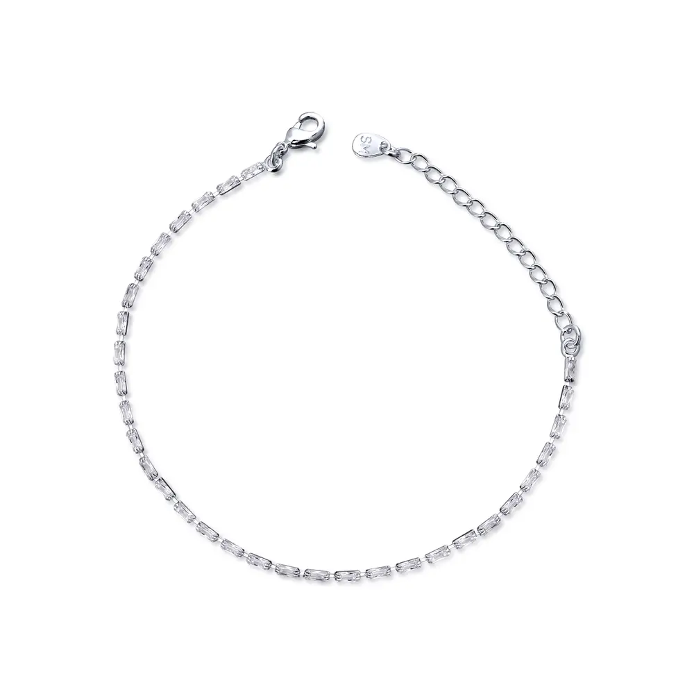 Pulseira Prata Leve Riviera Zircônias Brancas
