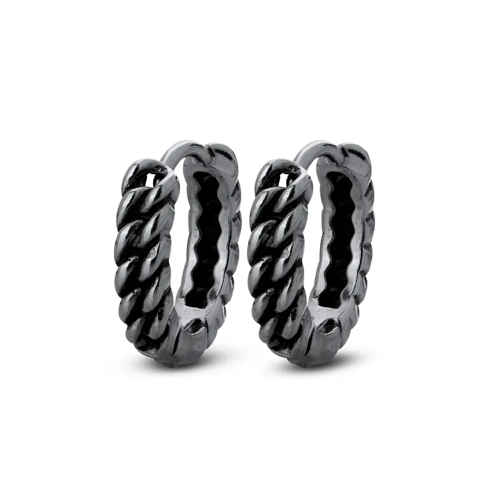 Brinco Aço Argola Click Envelhecida