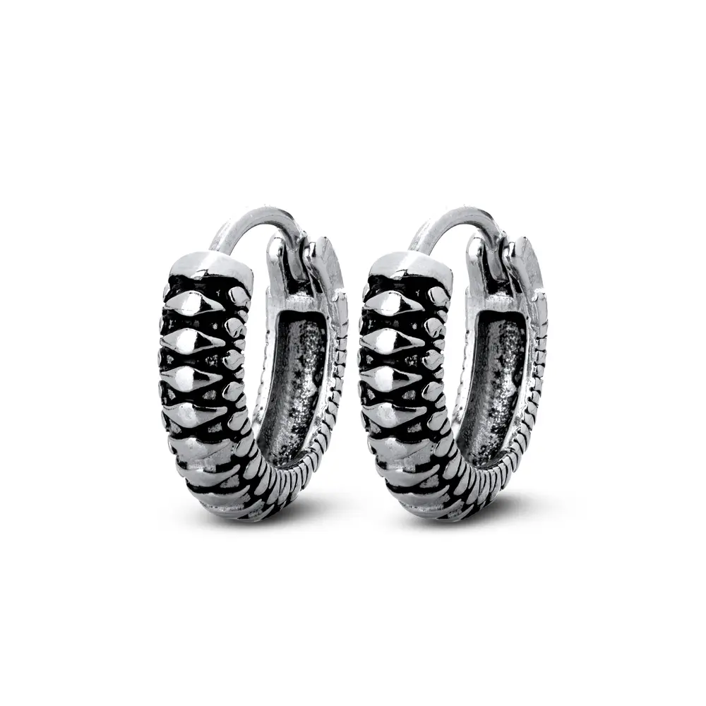 Brinco Aço Argola Click Envelhecida