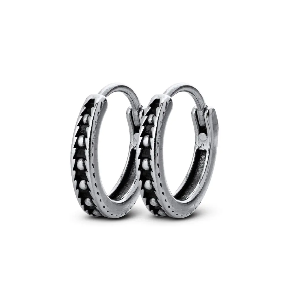 Brinco Aço Argola Click Trabalhado