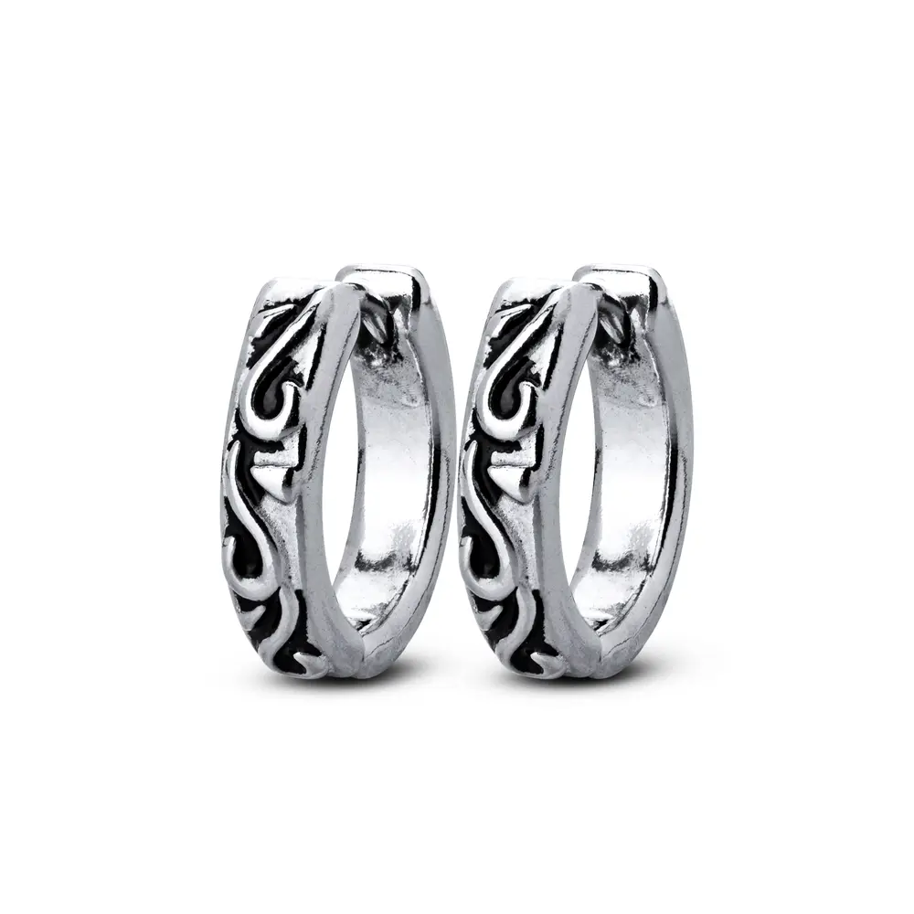 Brinco Aço Argola Click Envelhecida