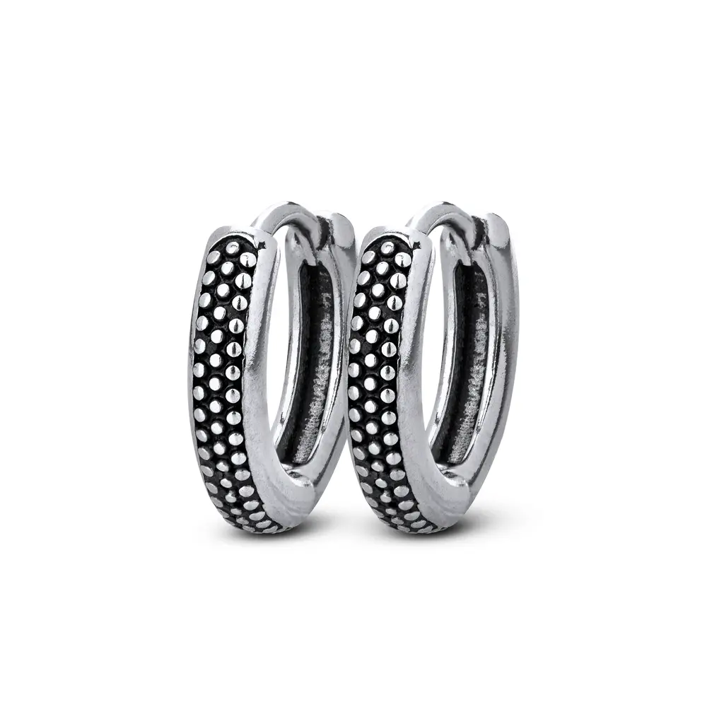 Brinco Aço Argola Click Trabalhado