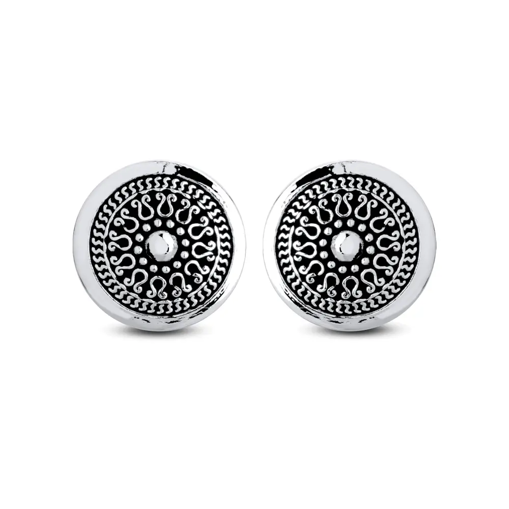 Brinco Prata Envelhecido Mandala Pequeno