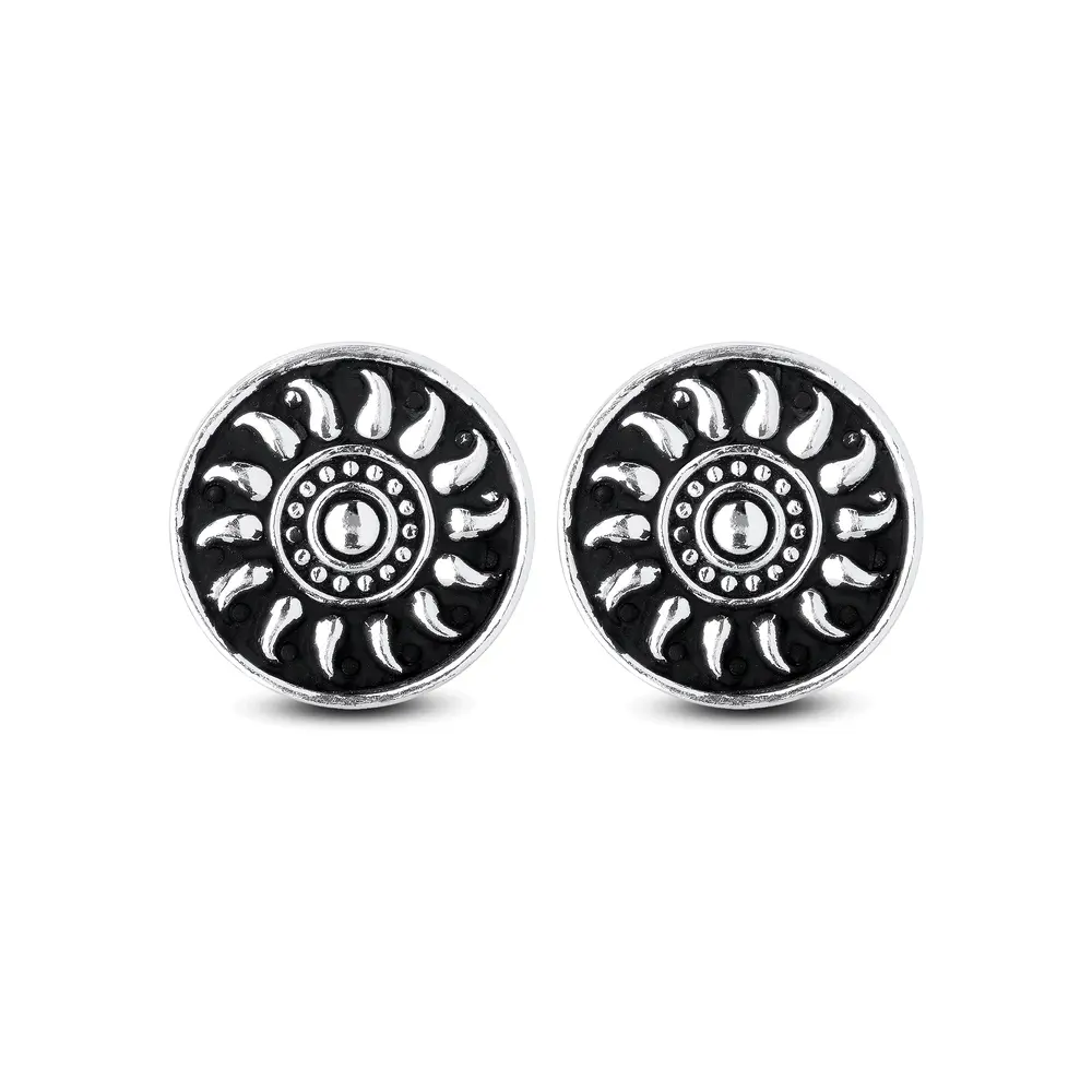 Brinco Prata Envelhecido Mandala Sol