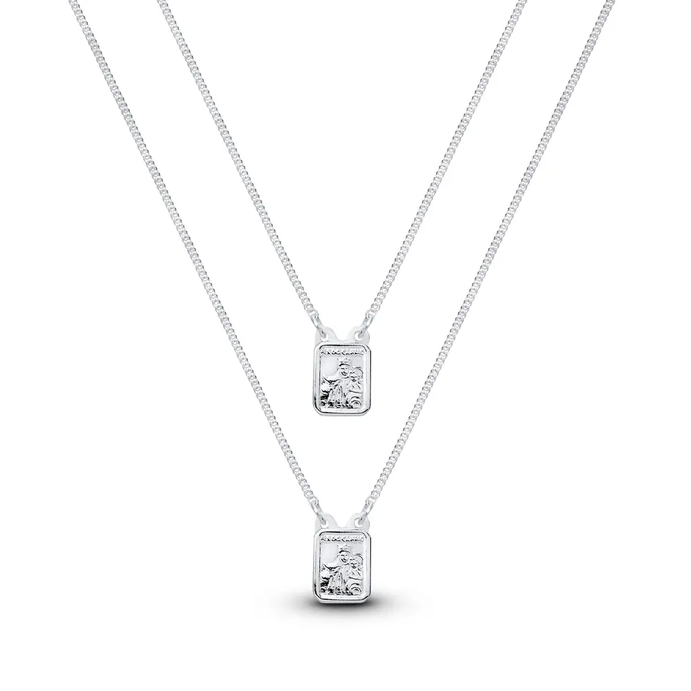 Escapulario Prata Nossa Senhora  Do  Carmo  E  Sagrado Coração De Jesus