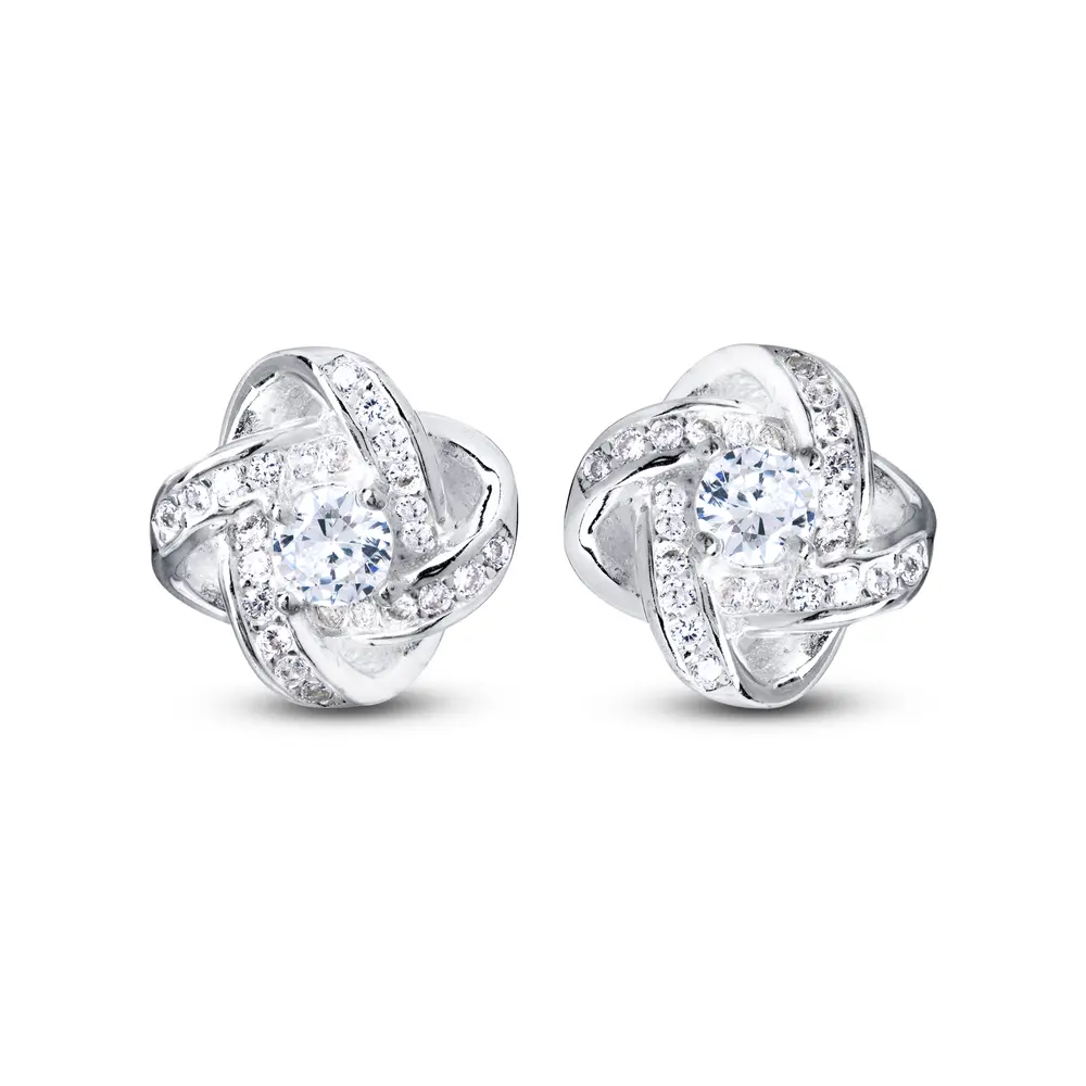 Brinco Prata Com Zirconia