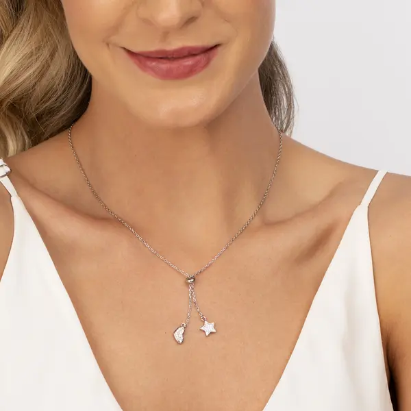 Gravatinha Prata Com Rodio Coração Com Zircônias