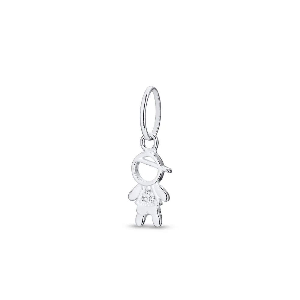 Pingente Prata Menino Com Zircônias Pequena