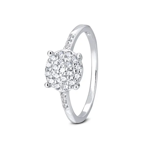 Anel Prata Rodinado Redondo Cravejado Com Zircônias