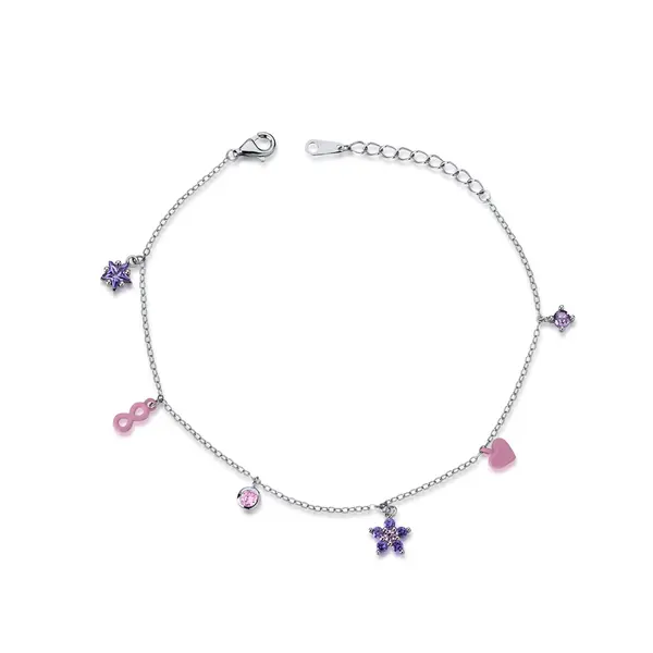 Pulseira Prata Rodinada Pingentes Variados Coloridos