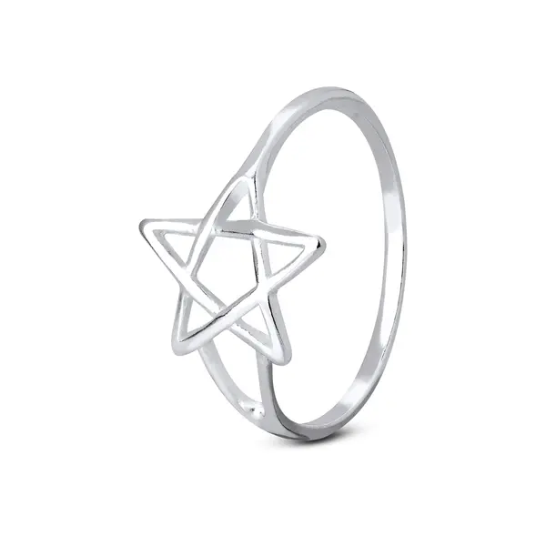 Anel Prata Estrela Lisa