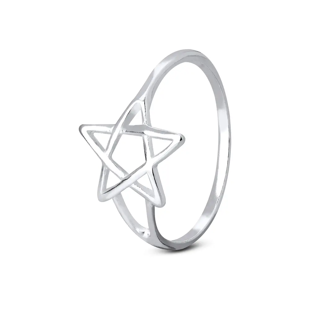 Anel Prata Estrela Lisa