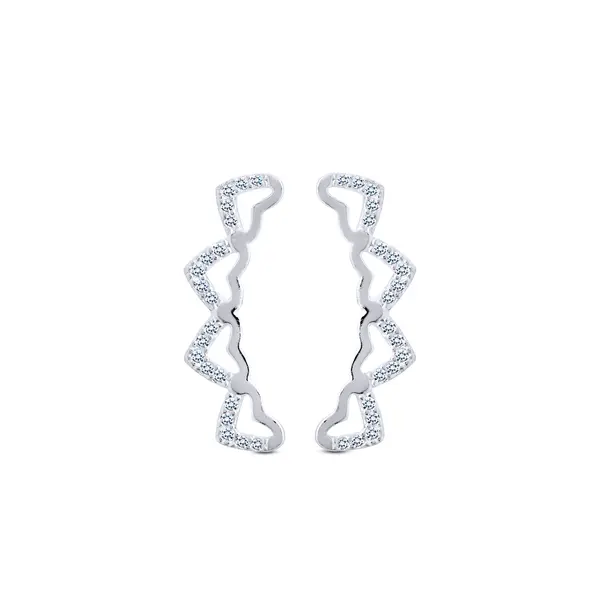 Brinco Prata Corações Com Zircônias