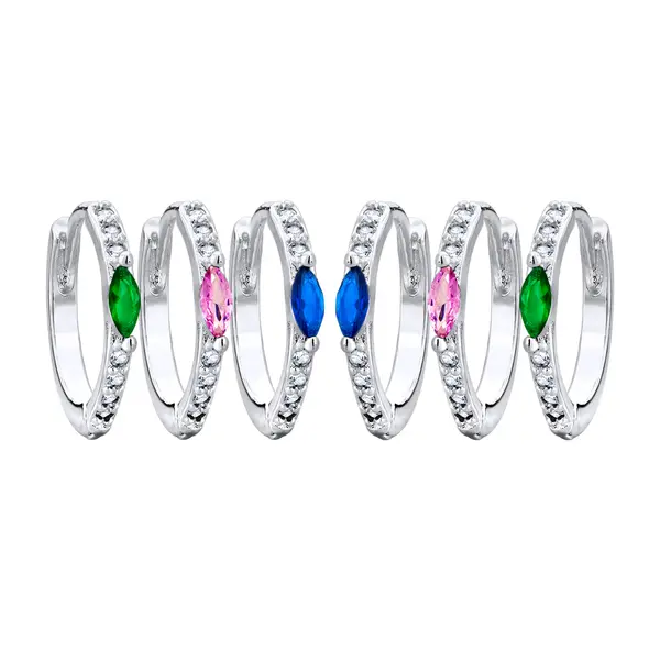 Brinco Prata Leve Trio Colorido
