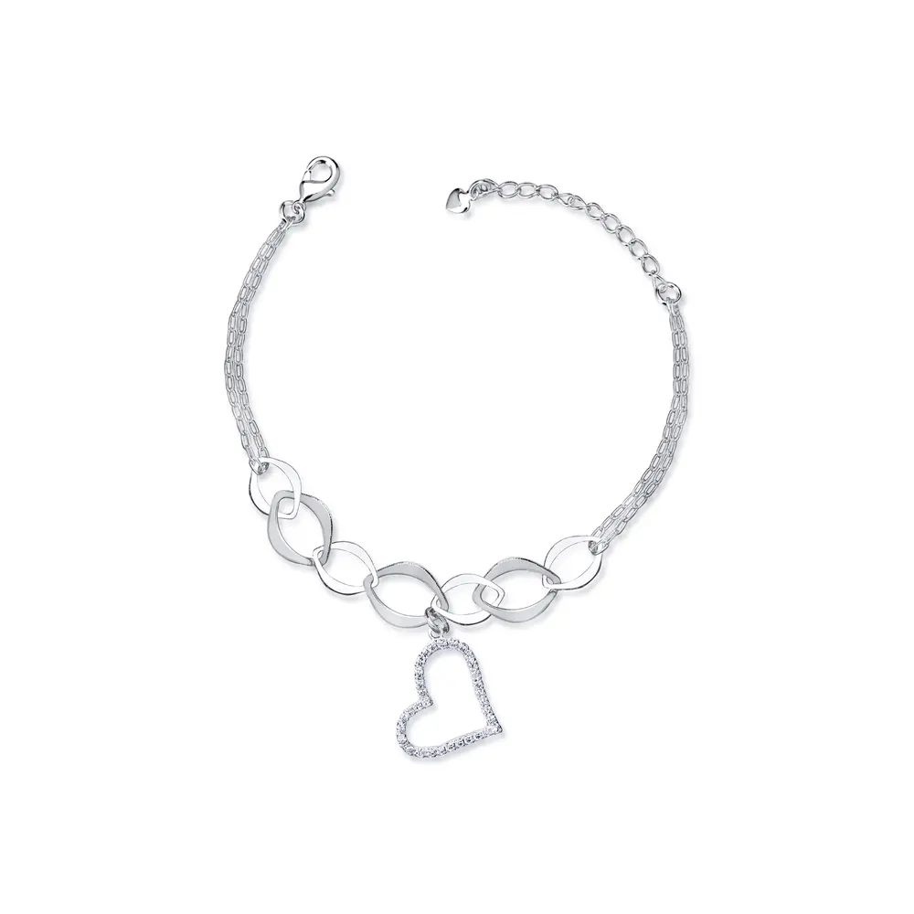 Pulseira Prata Leve Amour Coeur