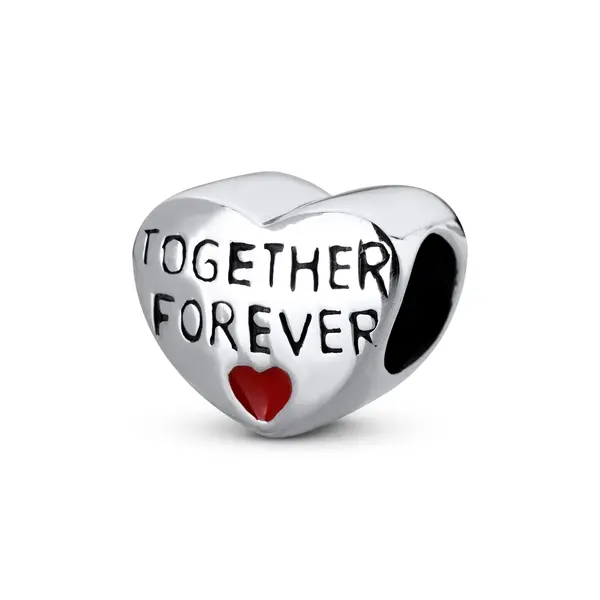 Berloque Prata Art Colection Coração Together Forever