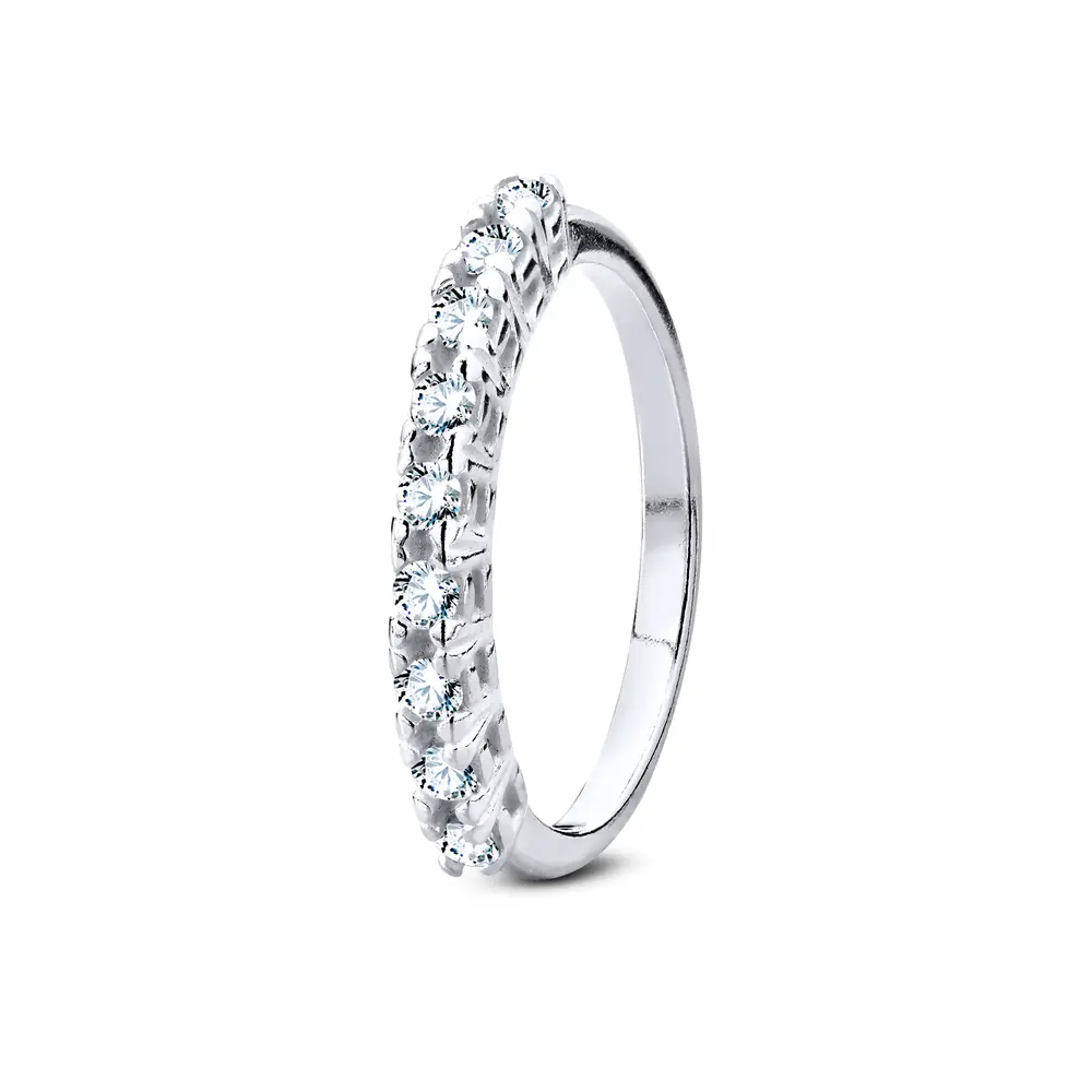 Anel Prata Meia Aliança