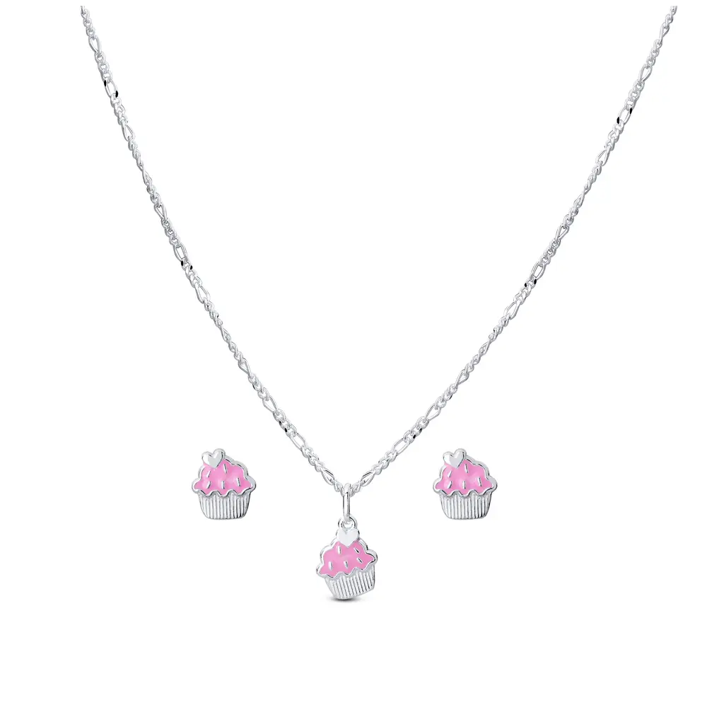 Conjunto Prata Infantil Cupcake