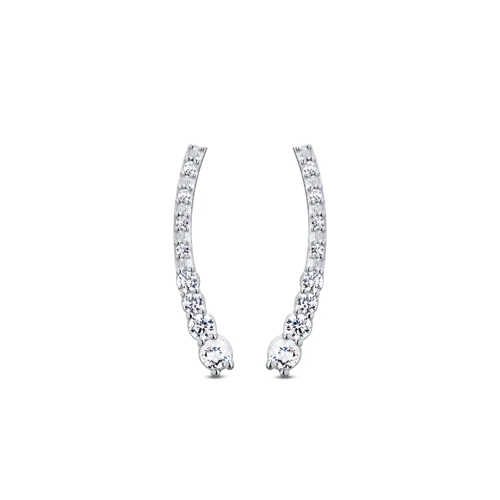 Brinco Prata Ear Cuff Zircônias