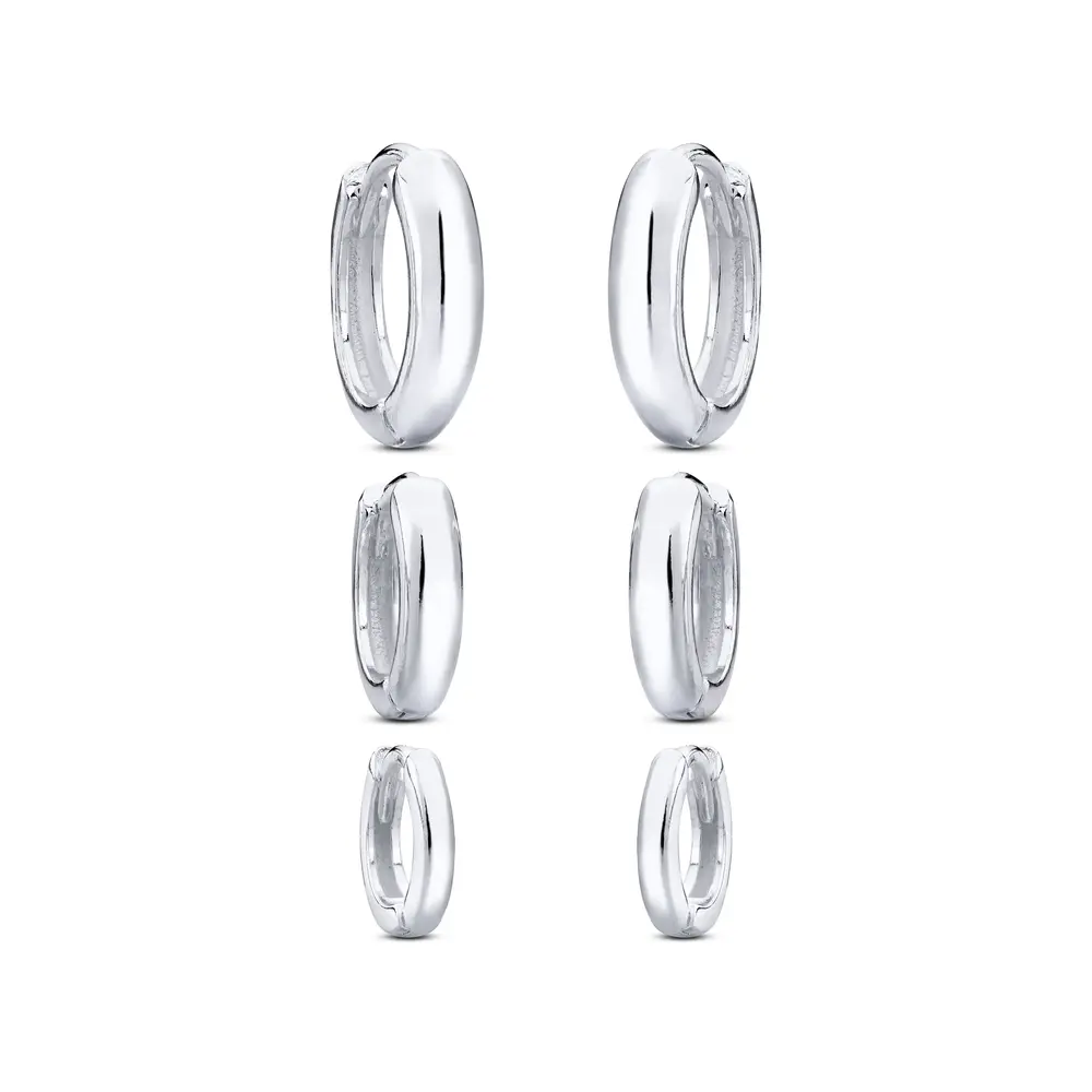Brinco Prata Leve Trio Argola Lisa