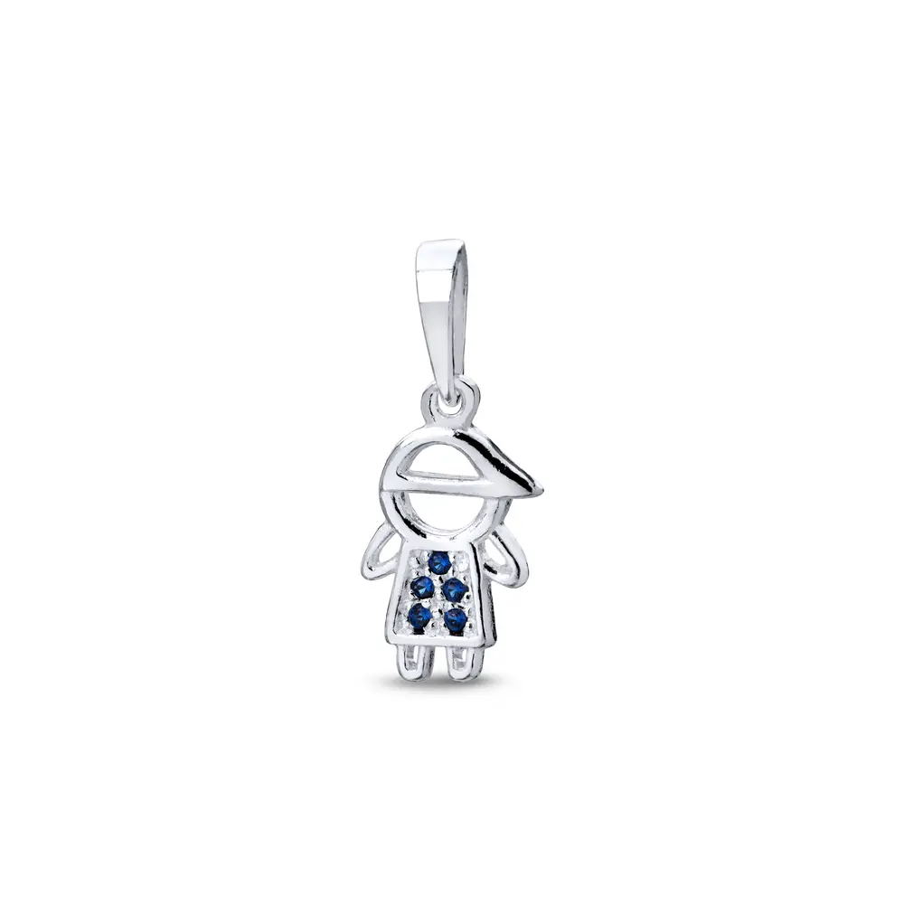 Pingente Prata Menino Zircônia Azul