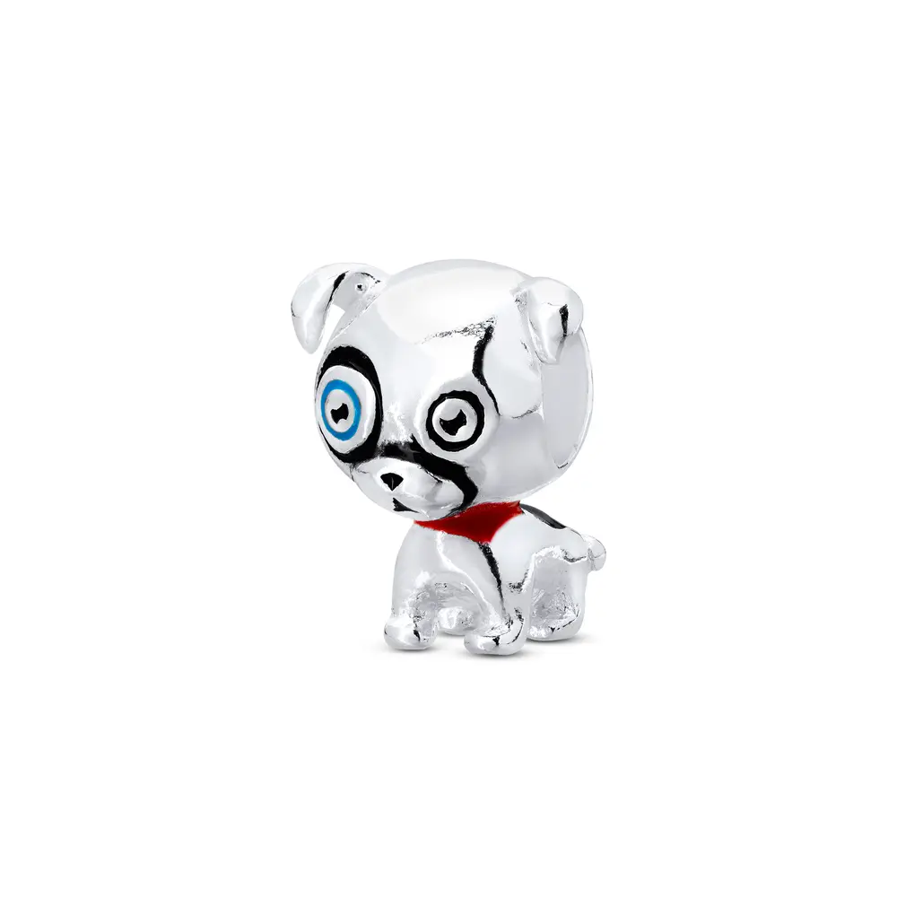 Berloque Prata Art Collection Cachorro Coleira Vermelha