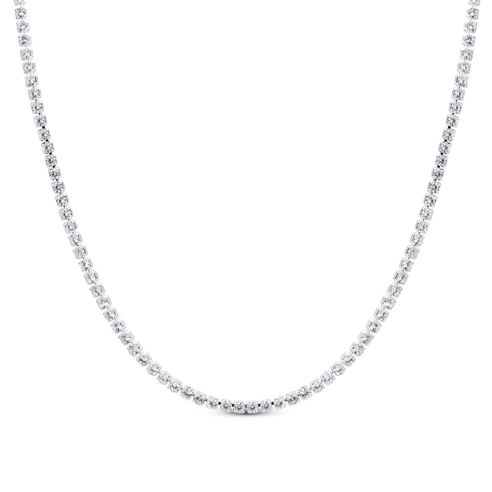 Choker Prata Leve Riviera Pedras Brancas