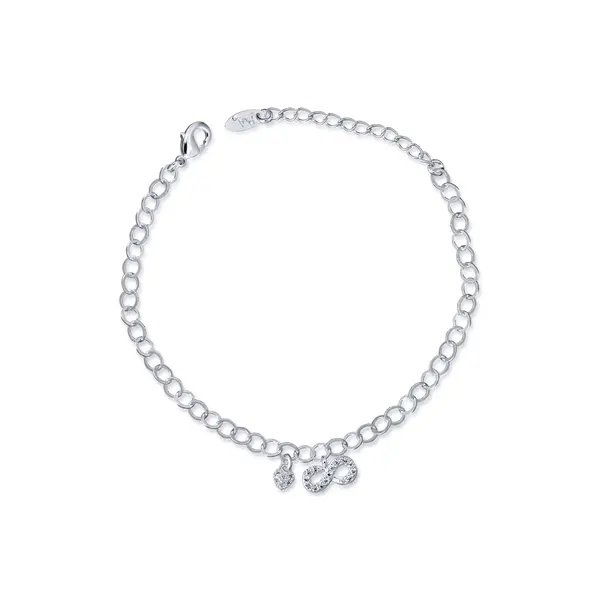 Pulseira Prata Leve Infinito Coração