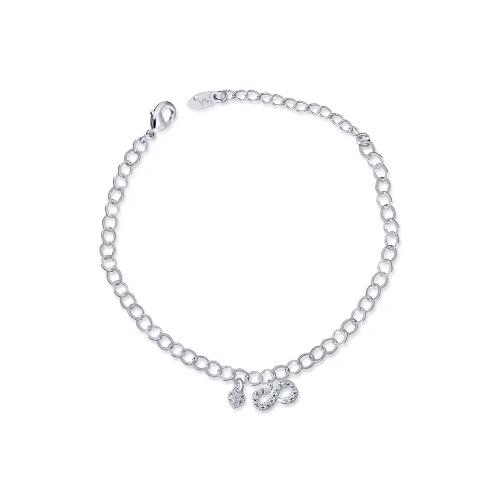 Pulseira Prata Leve Infinito Coração