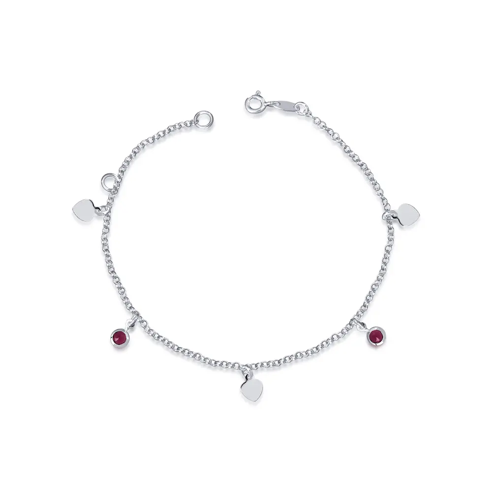 Pulseira Prata Zircônia Vermelha