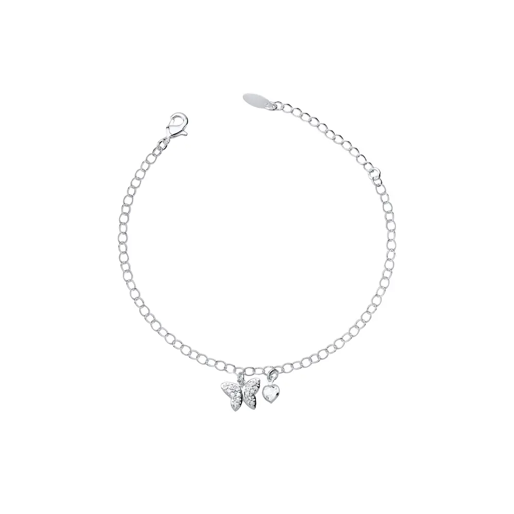 Pulseira Prata Leve Borboleta