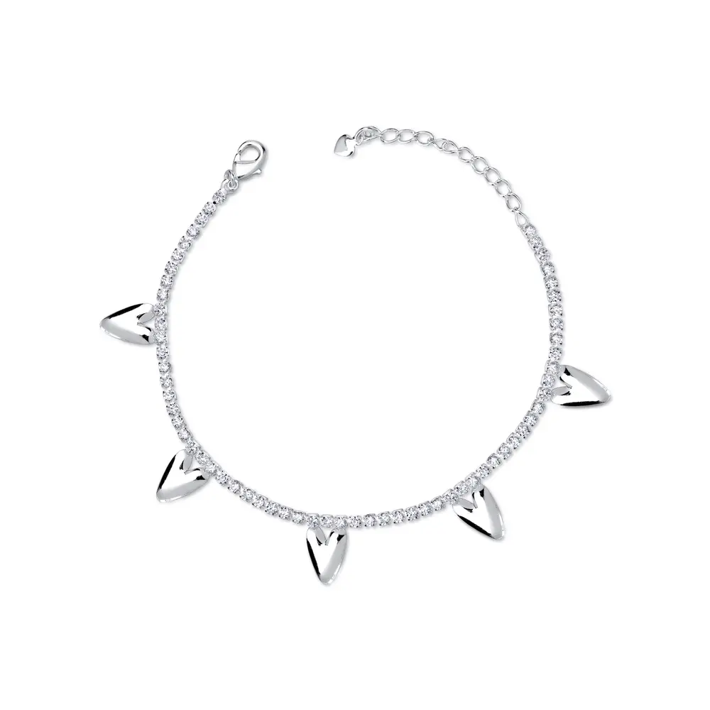 Pulseira Prata Leve Amour Coeurs