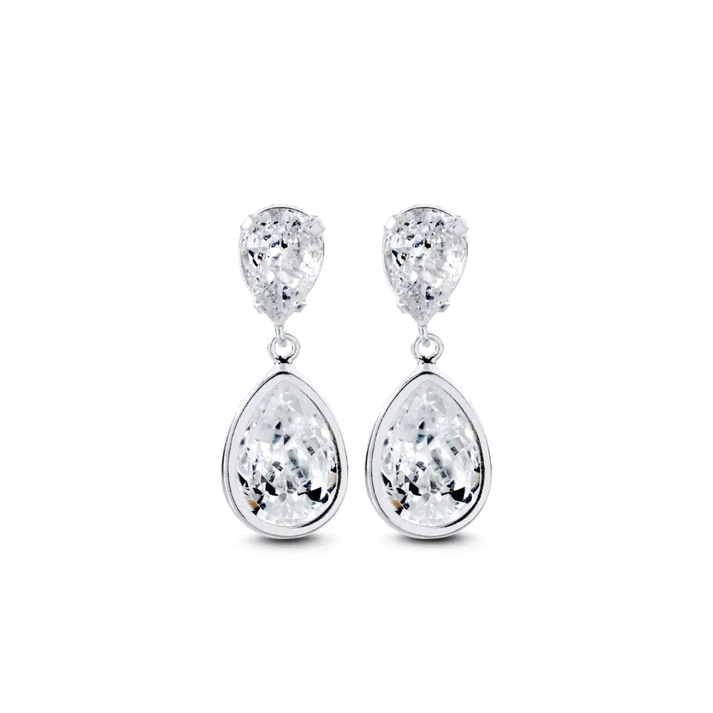 Brinco Prata Gota Zircônia Média