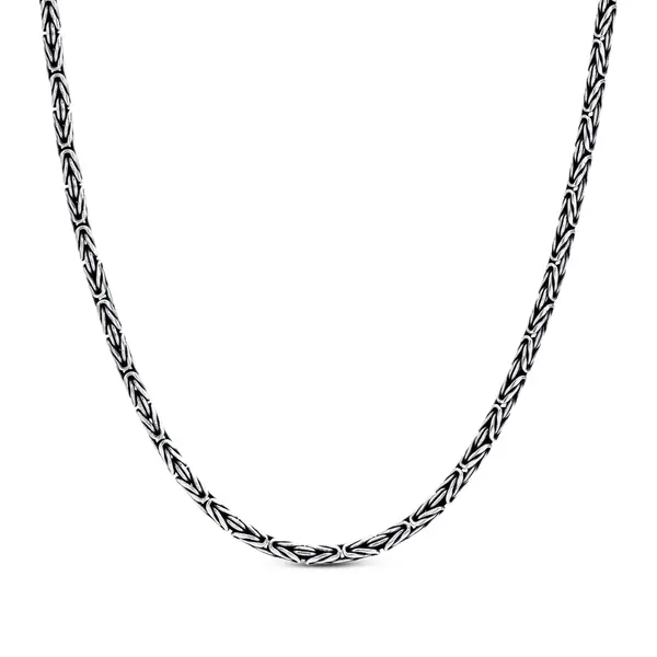 Corrente Prata Bali Masculina Ponto Peruano 50cm 2,5mm
