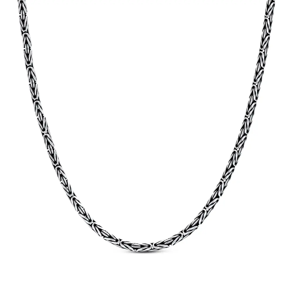 Corrente Prata Bali Masculina Ponto Peruano 50cm 2,5mm