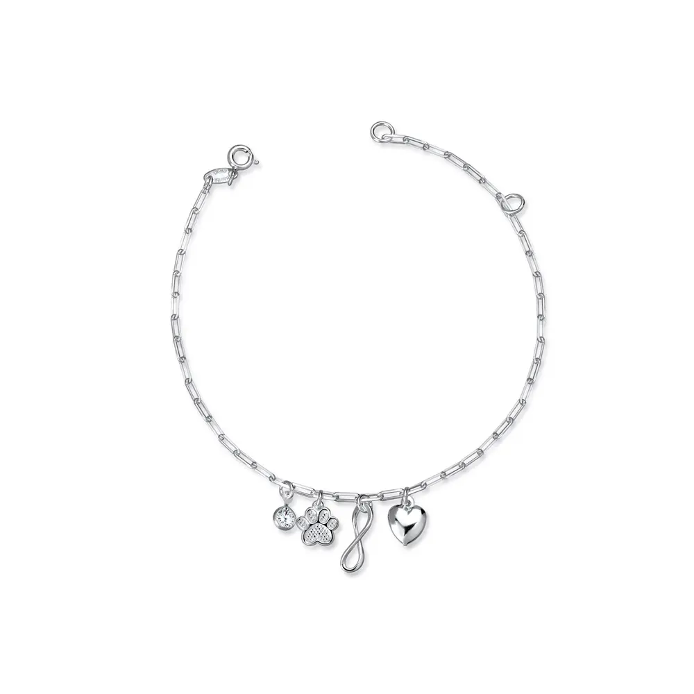 Pulseira Prata Cartie Com Pingentes Variados