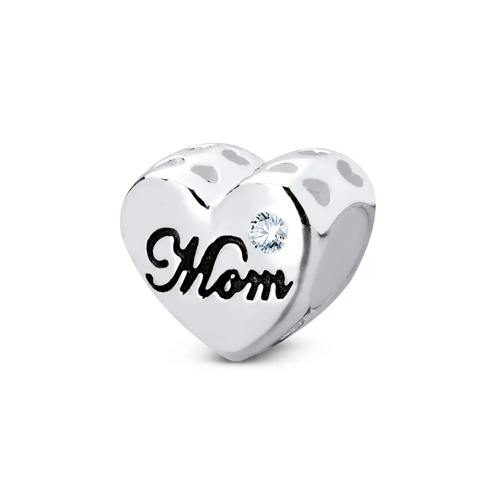 Berloque Prata Art Collection Mom Com Zircônia