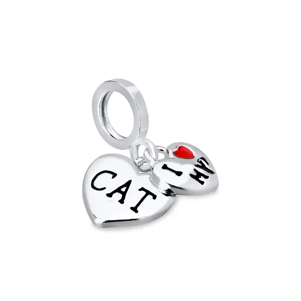 Berloque Prata Art Colection Coração I Love My Cat