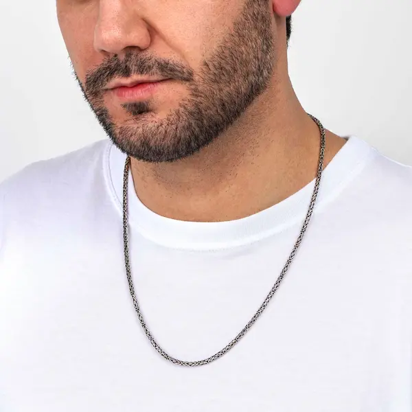 Corrente Prata Bali Masculina Ponto Peruano 60cm 2,5mm