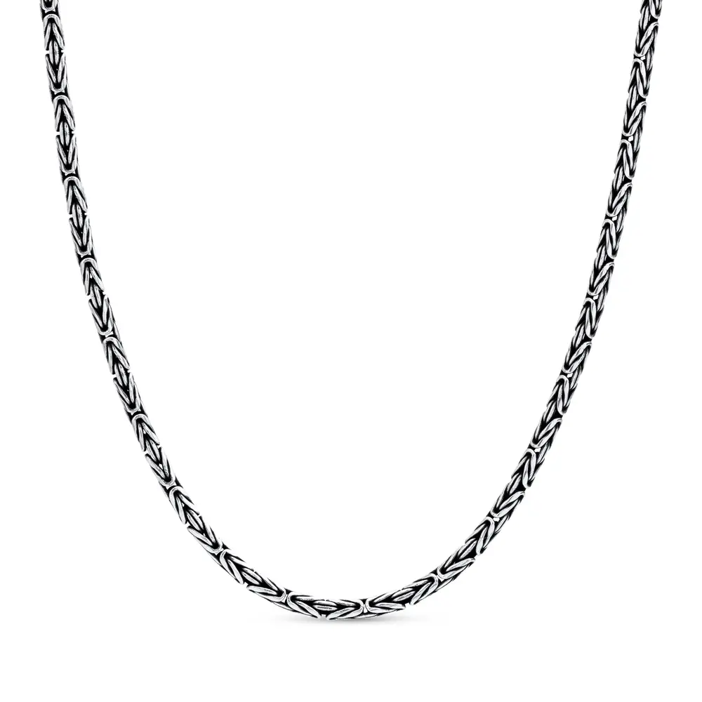Corrente Prata Bali Masculina Ponto Peruano 60cm 2,5mm