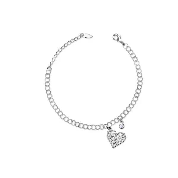 Pulseira Prata Leve Coração Vazado Chapa