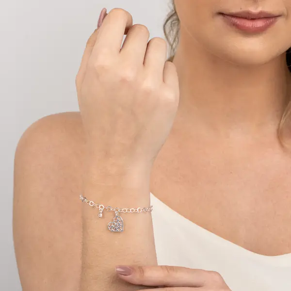 Pulseira Prata Leve Coração Vazado Chapa