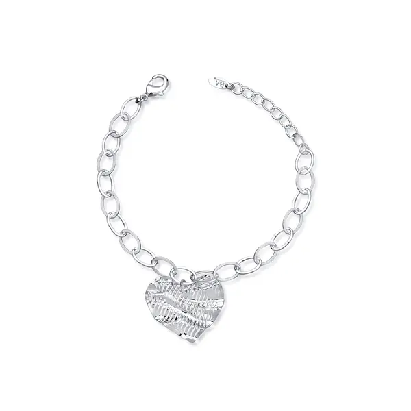 Pulseira Prata Leve Coração Vazado